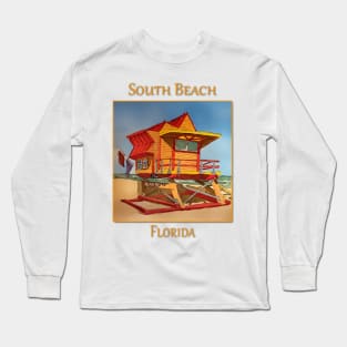 Cute Lifeguard tower in South Beach Miami Florida Long Sleeve T-Shirt